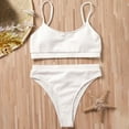 thumbnail image 5 of Hotian Women High Waisted Ribbed Cami Bikini Set White L-US12, 5 of 6