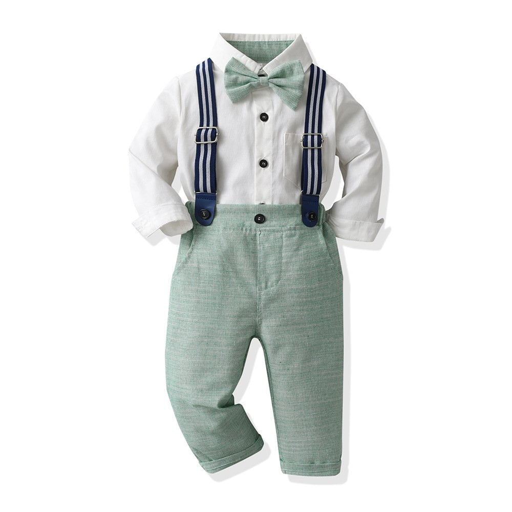 Baby boy grey dress pants with suspenders 2025