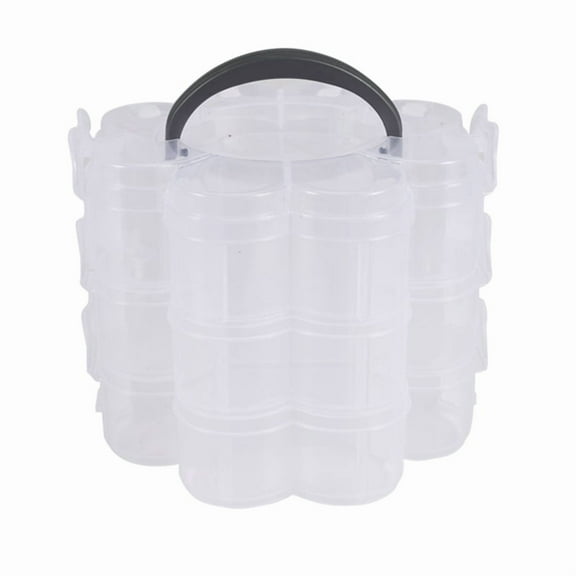 3-Tier Clear Plastic Stackable Organiser Storage Hobby Craft Box Container Jewellery Case -