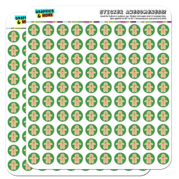 Cute Gingerbread Man Cookie Christmas 1/2" (0.5") Scrapbooking Crafting Stickers