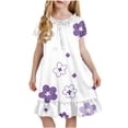 thumbnail image 2 of Cethrio Girls' Nightgowns Size 14, Casual Summer Puff Sleeve Mid-length Kids Sleep Dresses Sleepwear Multicolor Size 14, 2 of 8