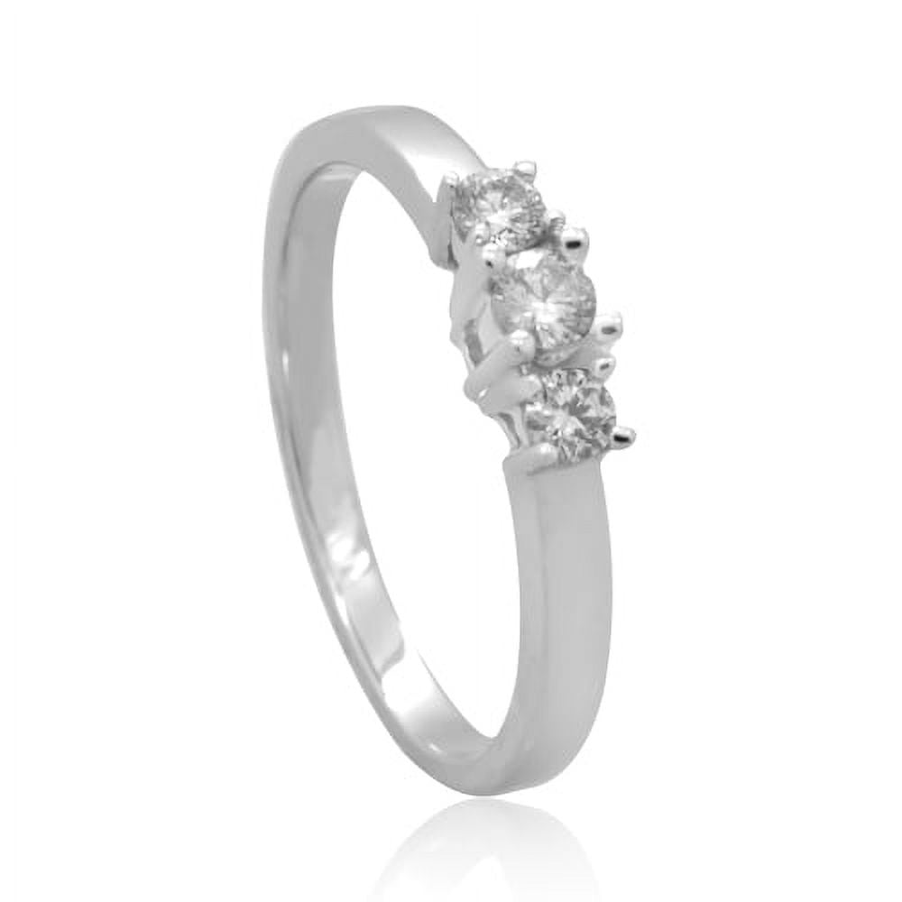 14K White Gold 0.25 CTTW Three Stone Diamond Fashion Ring