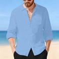 thumbnail image 2 of Camisas de Manga Larga con Botón de Solapa para Hombre de Ajuste Suelto Top de Moda de Bolsillo de Cardigan para el Verano, 2 of 9