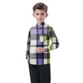 thumbnail image 5 of Cethrio Kids Boys Plaid Shirts, Casual Long Sleeve School Collared Button Down Shirts Purple Size 5T, 5 of 5