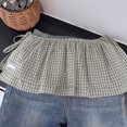 thumbnail image 5 of lanema Plaids Print Ruffled Mini Apron Skirt Double Layer Adjustable Waist Tie Skirt, 5 of 13