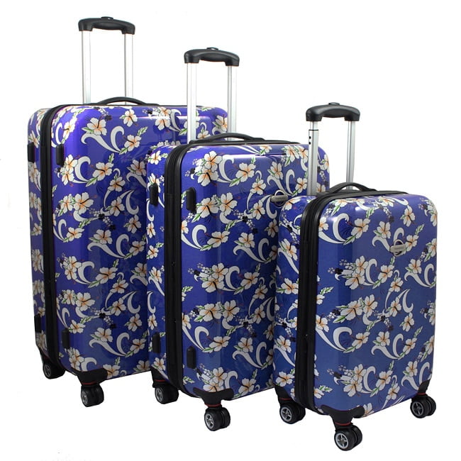 Ecworld Tropical Flower 3Piece Expandable Hardside Spinner Luggage