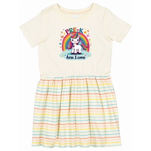 Inktastic Pre-k Here I Come Unicorn Girls Toddlers Kids Back to School Girls Toddler Dress