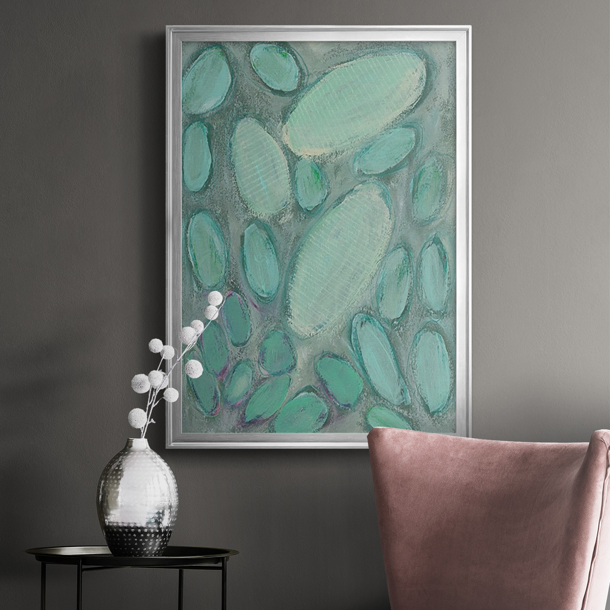 Blue Orbs II Premium Framed Print, in Gold, Black, or Silver - Ready to Hang