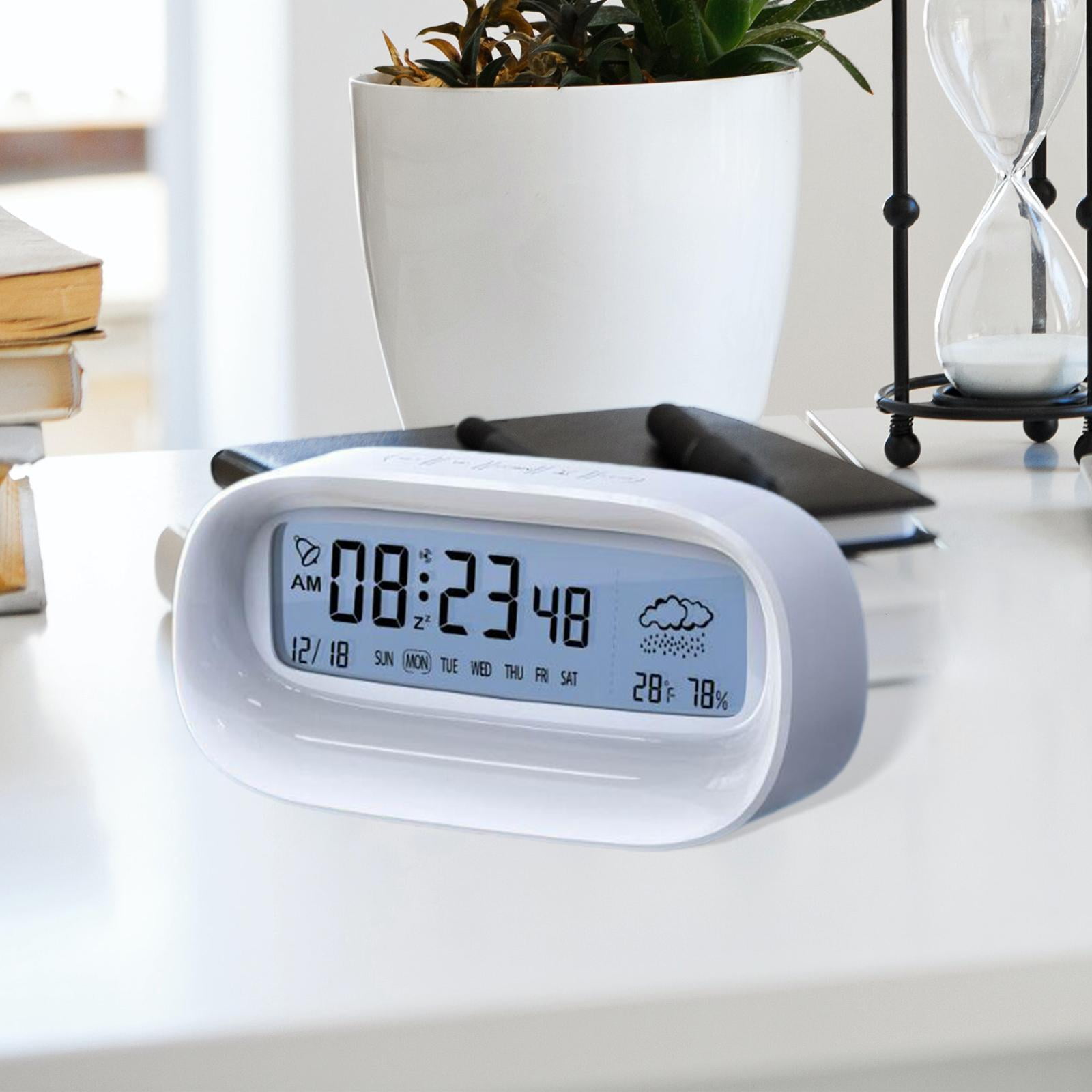 Compact Desk Digital Clock Date Time Week Large Display with Seconds