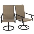 thumbnail image 4 of 2pcs Brown 360° Swivel Patio Chairs, Outdoor Garden Mesh Seat with Steel Frame, Ergonomic Backrest, 265lb Capacity, Balcony & Deck Lounging, 4 of 6