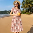 thumbnail image 4 of Picia goose bird and daisy Pattern Women's Short Sleeve Summer Dress Pleated Loose Swing Knee Length Short Sleeve Swing Dresses, 4 of 6