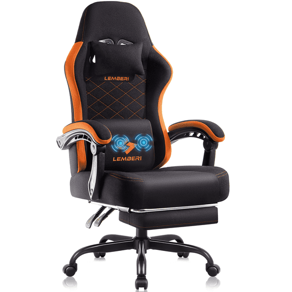 BOSSIN Gaming Chair, Fabric Big and Tall Video Game Chairs for Adults with Footrest,Racing Style Ergonomic Computer Gamer Chair with Headrest and Lumbar Support(Red)