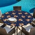thumbnail image 5 of Blue Christmas Round Tablecloth 45-54 Inch Round Fitted Table Cloth with Elastic Edge, Vintage Elk Santa Xmas Snowflake Waterproof Table Cover Protector for Outdoor Picnic Party Dining, 5 of 6