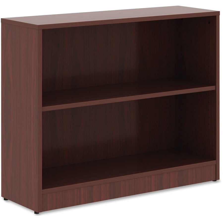 Lorell Mahogany Laminate Bookcase - 29.5" Height X 36" Width X 12" Depth - Sturdy, Adjustable Feet, Adjustable Shelf - Mahogany - Laminate - 1 Each
