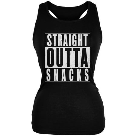 Straight Outta Snacks Black Juniors Soft Tank Top