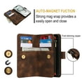 thumbnail image 3 of ELEHOLD for Samsung Galaxy S24 Plus Wallet Case,Flip Leather Women Men Credit Card Cash Slot Zipper Kickstand Shockproof  Protective Case with Crossbody Wrist Strap for Samsung Galaxy S24 Plus,Brown, 3 of 9