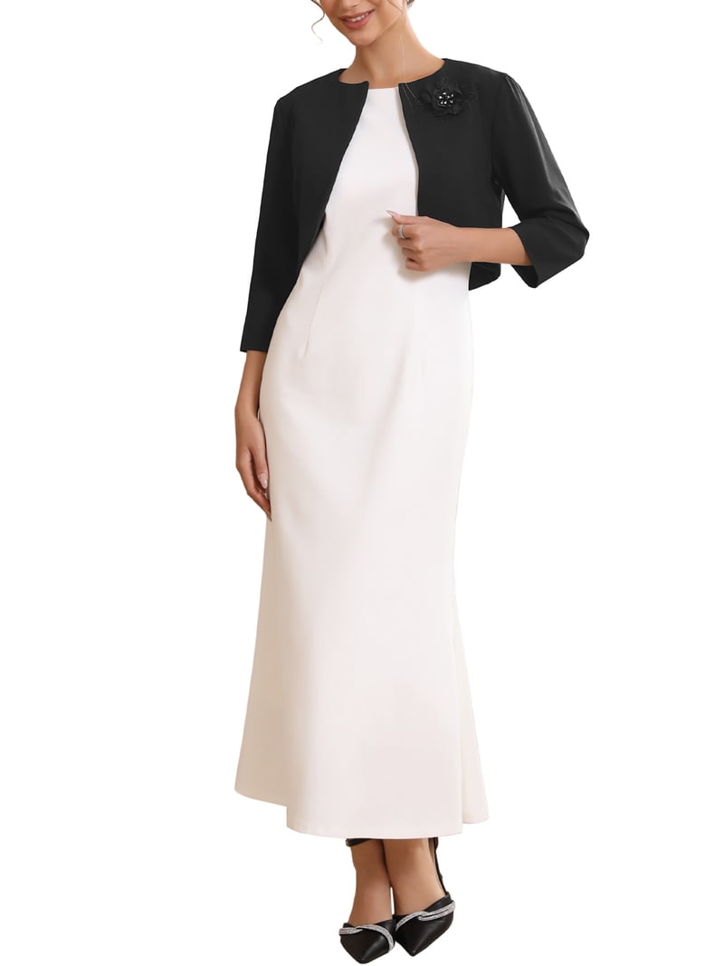 shrugs for dresses formal Plus Size Ruffle V-Neck A-Line Floor Length Evening Dress for Special  Occasions main image 0