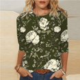 thumbnail image 2 of VBTAPA Womens 3/4 Sleeve T-shirt Boho Tops Dressy Casual Floral Blouse Lightweight Summer Graphic Tees Daily Sales Multicolor XL, 2 of 6