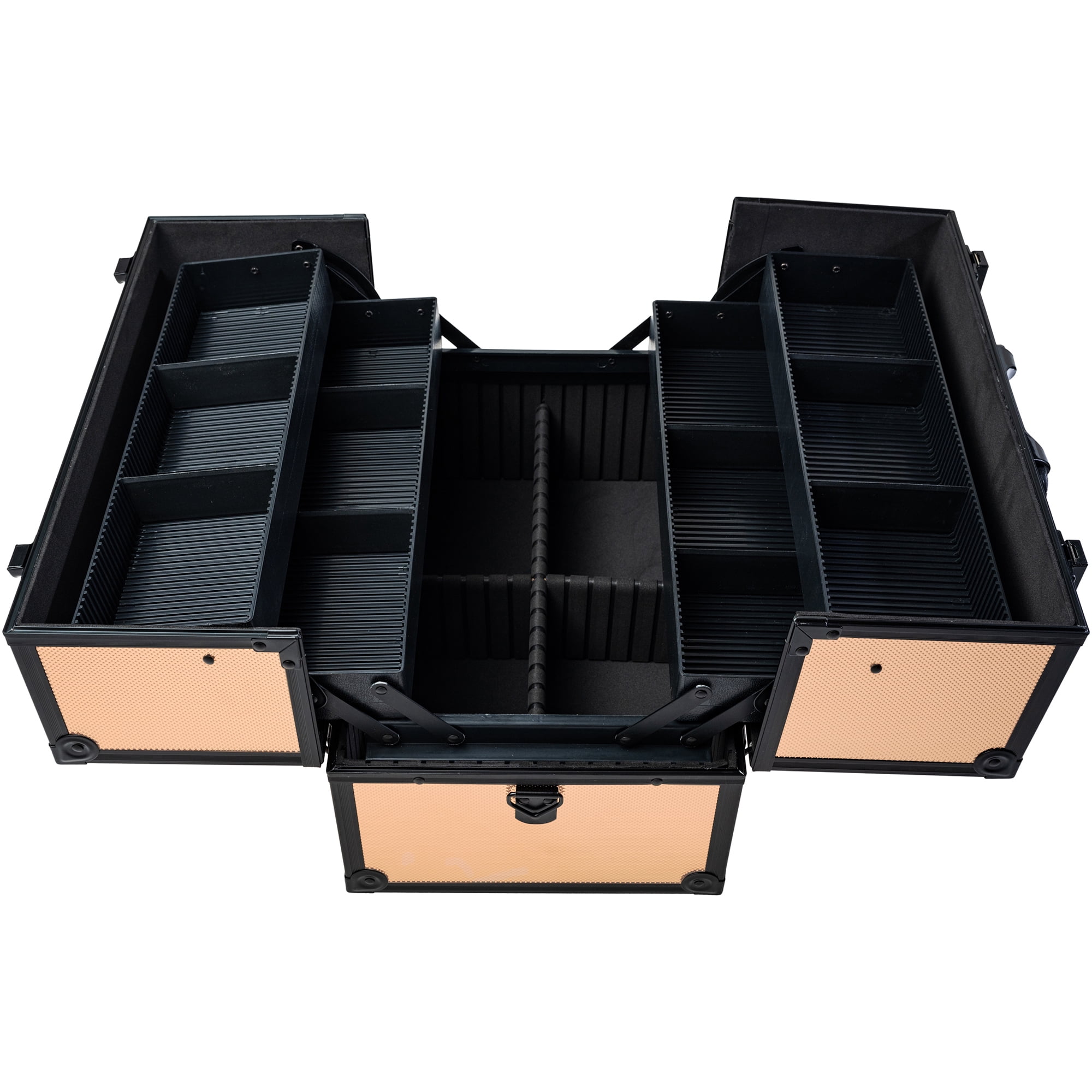 SHANY Essential Pro Makeup Train Case Cosmetic Box Portable Makeup Case Cosmetics Beauty Organizer Jewelry storage with Locks , Multi Compartments Makeup Box and Shoulder Strap - Black Rose