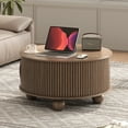 thumbnail image 4 of JOINICE Round Coffee Table with Storage and Bun Feet,Mid Century Modern Center Table,for Living Room,Walnut, 4 of 7