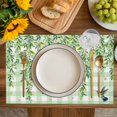thumbnail image 4 of Spring Plants Placemats Set of 4, Watercolor Birds Leaves Flowers Green Plaid Placemats for Dining Table, Place Mats for Kitchen Tabletop, Waterproof Wipeable Dining Table Mats Set, 4 of 9