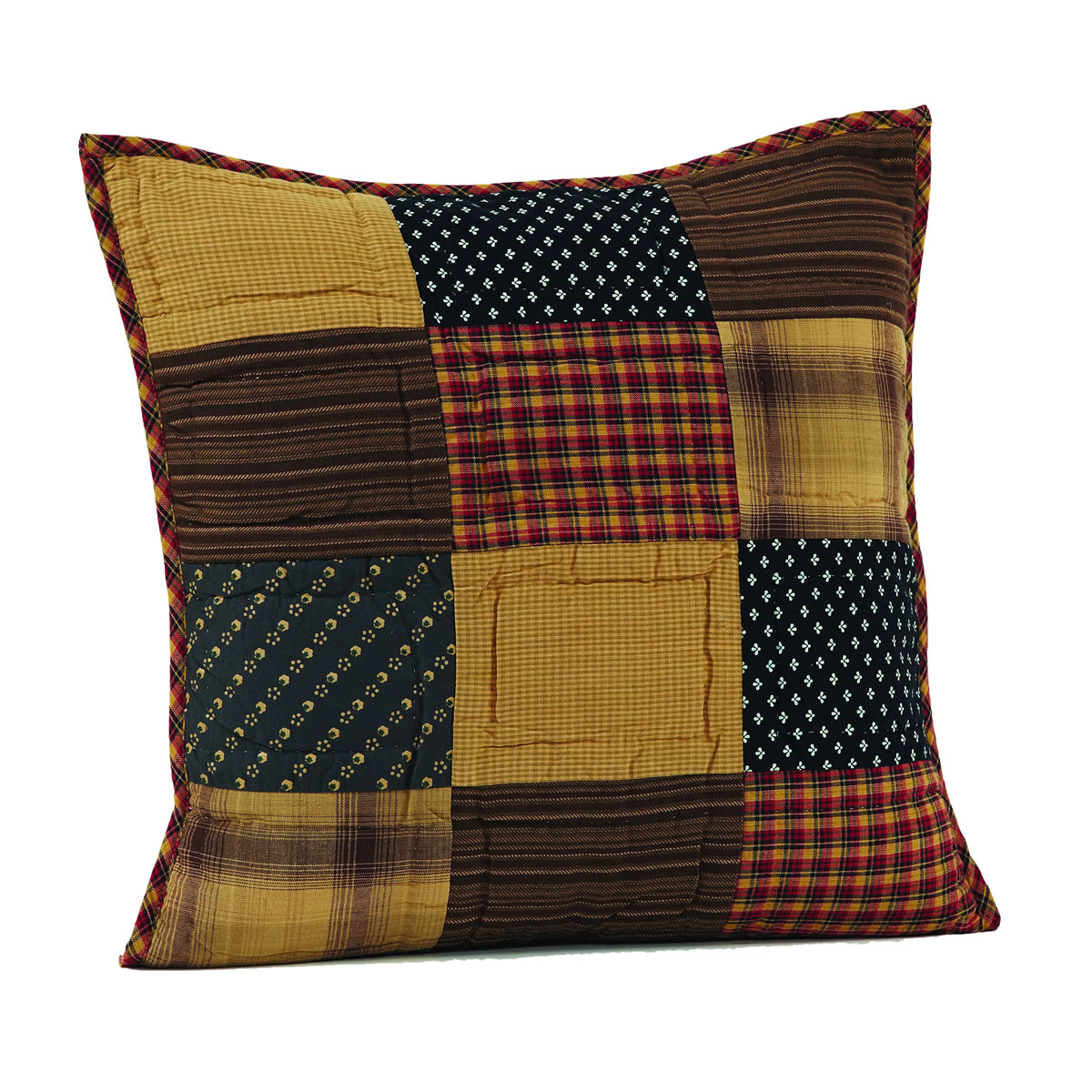 Patriotic Patch Pillow Cover Quilted 16x16