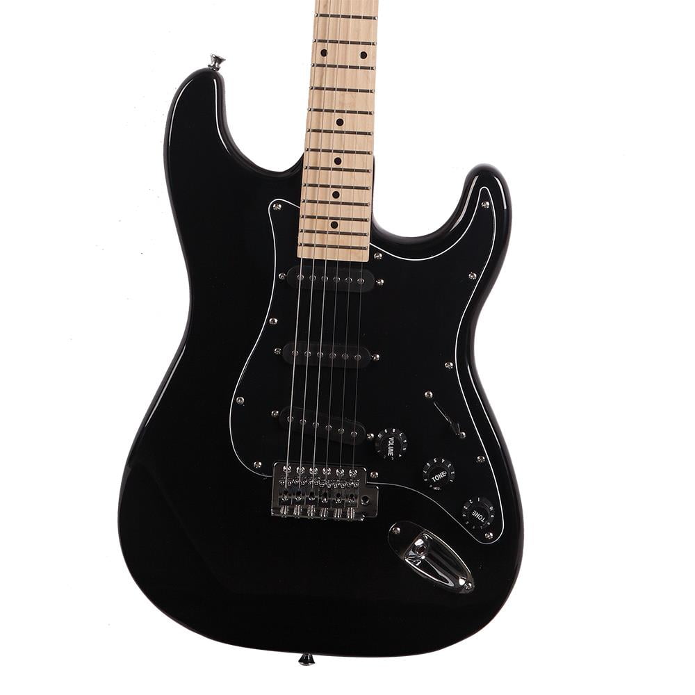 Glarry 22 Frets Basswood Beginner Electric Guitar with Accessories, Black