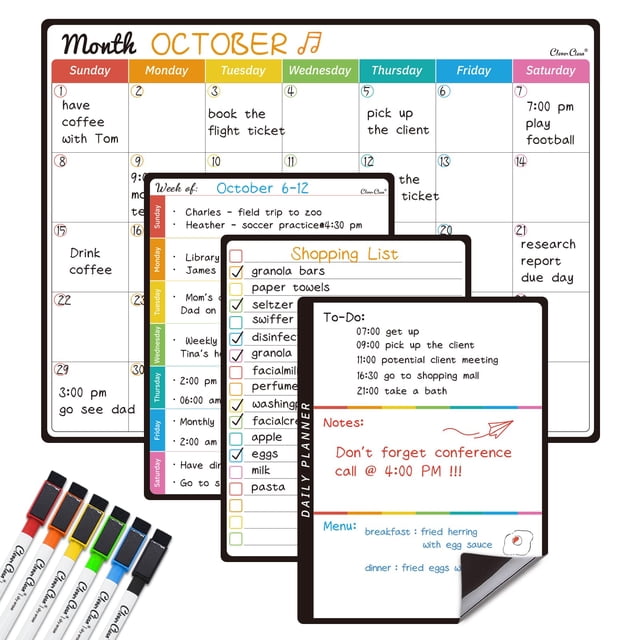 Set de calendarios mensuales magnéticos de borrado en seco Clever Clean
