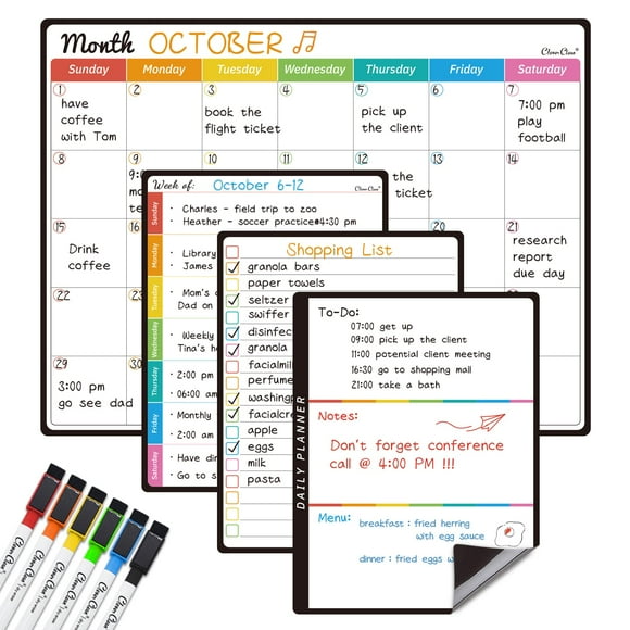 Set de calendarios mensuales magnéticos de borrado en seco Clever Clean