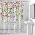 thumbnail image 2 of Spring Pink Flower Shower Curtain, Eucalyptus Leaf Wildflower Wood Grain Waterproof Shower Curtain Set with 12 Hooks Lightweight Bath Curtains Fabric Bathroom Decor 60x72 Inches, 2 of 9