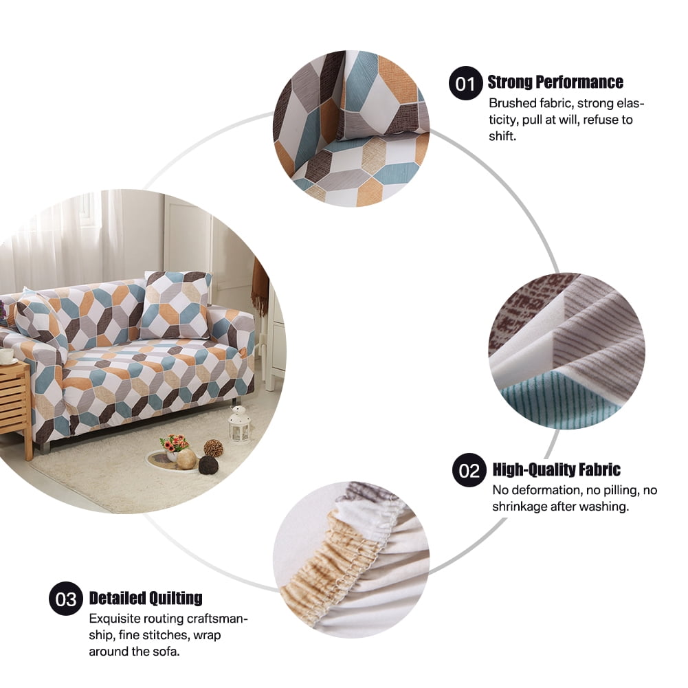 1 2 3 4 Seater Printed Sofa Cover Couch Slipcover, Elastic Stretch Armchair / Loveseat / Couch Sectional Sofa Slipcover Furniture with 1 Pillowcase Protector Dog Pet