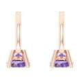 thumbnail image 4 of Rose Solid Solid Gold Drop Stud Everyday Dainty Earrings - 0.2 Ct Brilliant Round Cut Dangle Alexandrite 14K, Everyday Dainty Earrings Lever Back, 4 of 7