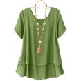 thumbnail image 6 of Dvprdro Womens Short Sleeve Blouses with Layered Hem Cotton Linen Solid V Neck Casual Loose Fit Tops, 6 of 8