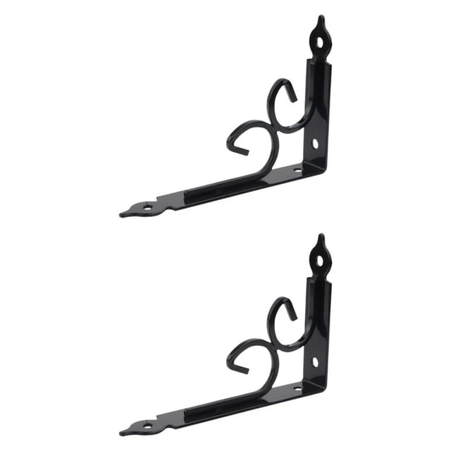 DOLITY 2 Pieces Floating Wall Shelf Brackets Thickened Space Saving Shelf Supporter Black