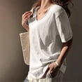 thumbnail image 6 of Helii White Womens Tops Women's V Neck Half Sleeve Solid Casual Loose Fit Basic T-Shirt Top for Women, 6 of 6