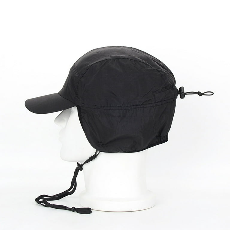 Men's Winter Hat Waterproof Fleece Warm Earflaps Hat with Windproof Rope  Adjustable Baseball Cap