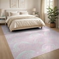 thumbnail image 3 of ODIKA 8'x10' Ultra-Soft Area Rug, Preppy Cute Motif Clusters Checkered Scattered Motifs Dotted Pink Flowing None Washable, Bare feet friendly, Silk-Touch for Bedroom, Under Sectional, 3 of 7