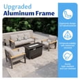 thumbnail image 4 of LazySunsets 4 Piece Aluminum Patio Furniture Set, 5-Seat Oversized Outdoor Sectional with Fire Pit Table, Light Gray, 4 of 9