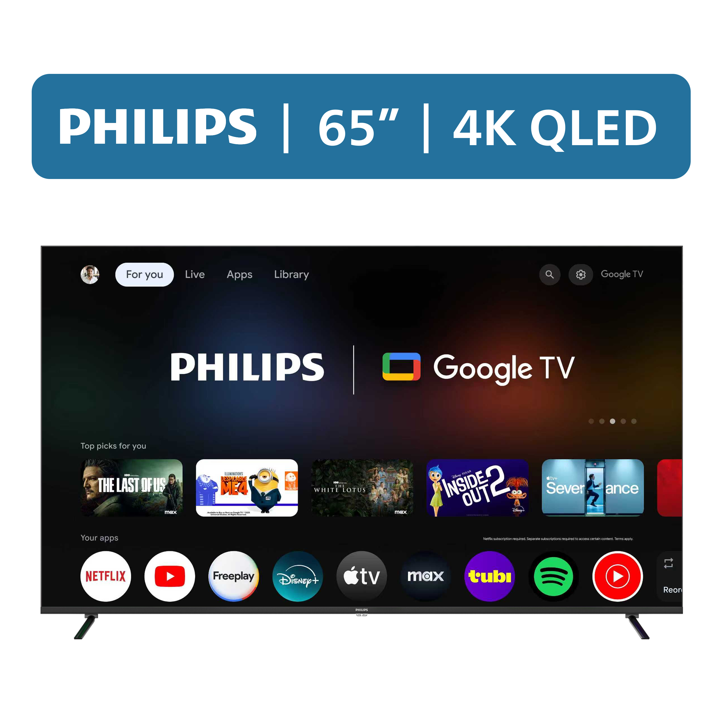 Philips 65" Class QLED 4K UHD (2160p) Google Smart TV (65PQL7456/F7)