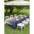 thumbnail image 3 of Outdoor Tablecloth with Umbrella Hole and Zipper, Blue Geometric Rectangle Table Cloth 54x80 Inch Waterproof Tablecloth, Modern White Stripe Abstract Distortion Art Picnic Table Cover for Patio, 3 of 7