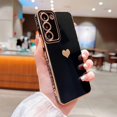 thumbnail image 3 of Samsung Galaxy S21 FE 5g 6.4" Phone Case Luxury Electroplate Cute Side Love Heart Pattern for Women Full Camera Protection Soft Silicone Anti-Fingerprint Shockproof Cover Bumper (Black), 3 of 12