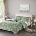 thumbnail image 2 of JERFIT Green Crushed Velvet Comforter Set Queen Full, Diamond Quilted Bedding Set with 2 Shams & Decorative Pillow, Hypoallergenic Polyester Microfiber, 2 of 10