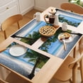 thumbnail image 5 of Coastal Beach Placemats Set of 6 Summer Ocean Sea Modern Palm Coconut Tree Place Mats Indoor Wipeable Table Mats Washable Cloth Dining Table Placemats for Kitchen Holiday Party Home Decor 13x19 Inch, 5 of 9