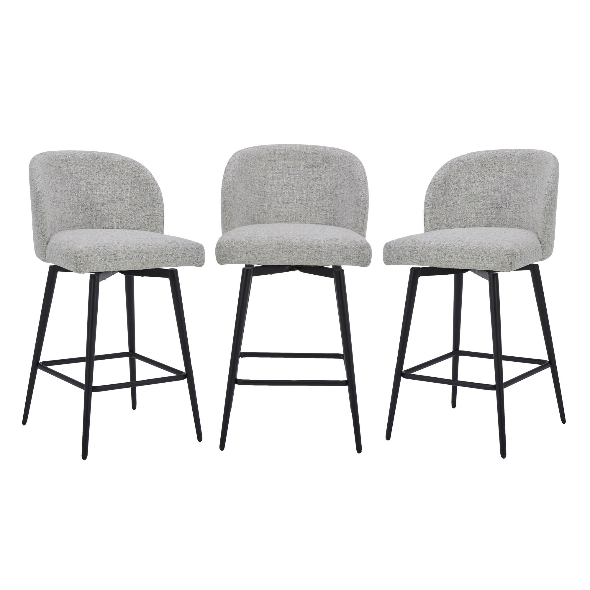 CHITA 27" Swivel Upholstered Counter Bar Stools set of 3 with Back