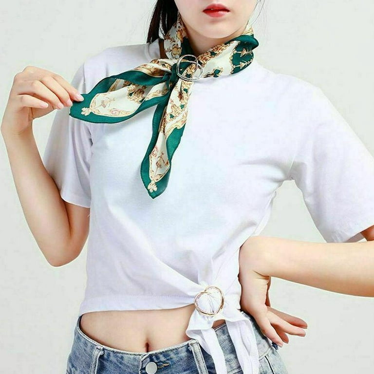 Silk Scarf Ring Clip T-Shirt Corner Hem Tie Brooch Women Scarves