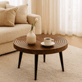 thumbnail image 2 of Homy Casa Round Wood Coffee Table for Living Room, Mid Century Accent Table for Tea Time, Walnut, 2 of 8