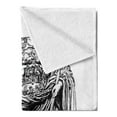 thumbnail image 2 of Retro Soft Flannel Fleece Throw Blanket, Antique of Augustus Vintage Historical King Emperor Print, Cozy Plush for Indoor and Outdoor Use, 50" x 60", Black White, by Ambesonne, 2 of 5