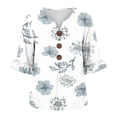 thumbnail image 4 of Yotami Womens Tops and Blouses for Dressy Casual, Summer Floral Print Loose Fit Top with Ornamental Button, Ruffle Sleeve V-Neck Shirts, Size S-XXXL, 4 of 6
