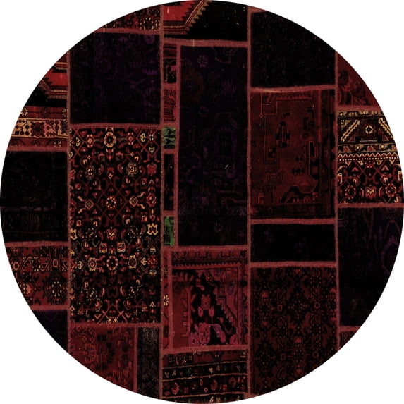 Ahgly Company Indoor Round Patchwork Brown Transitional Area Rugs, 5' Round