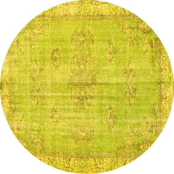 Ahgly Company Indoor Round Persian Yellow Bohemian Area Rugs, 4' Round